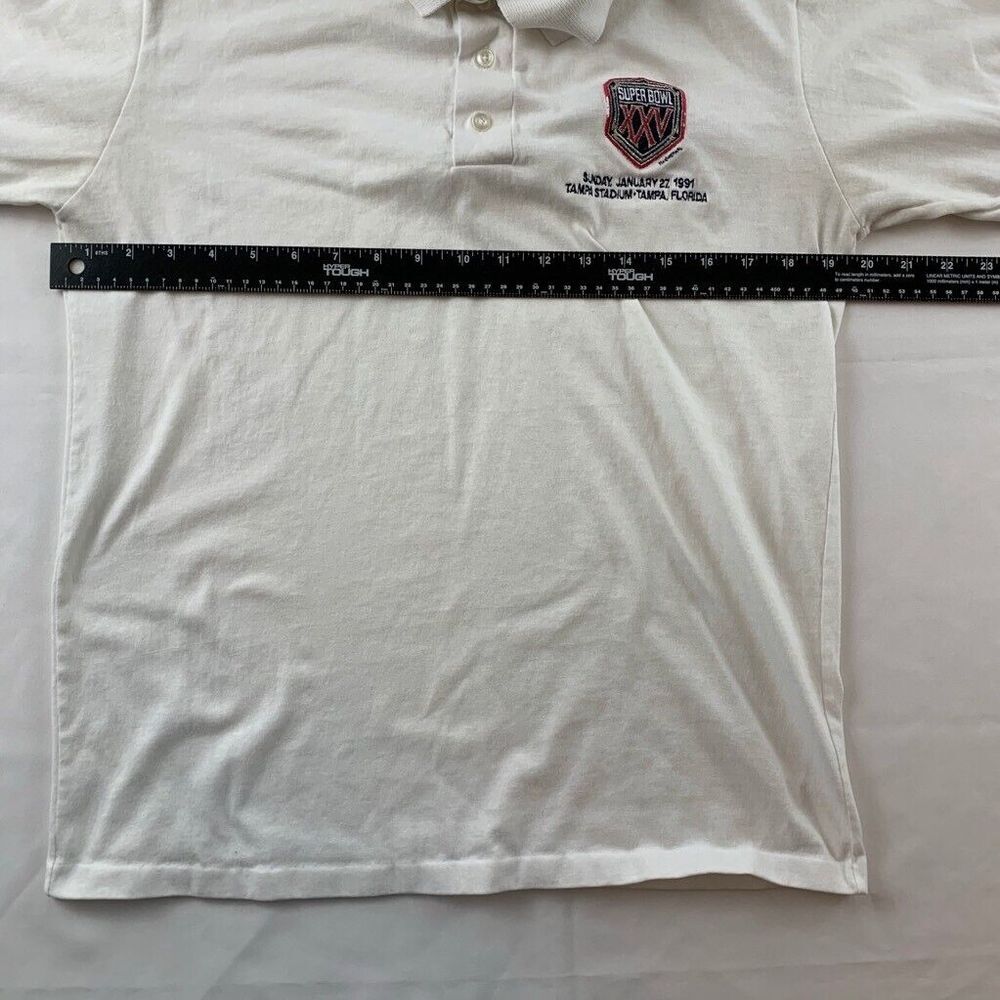 Super Bowl‎ XXV Tampa Stadium Dolphin Cove Mens Polo Shirt White Short Sleeves M - Picture 8 of 8
